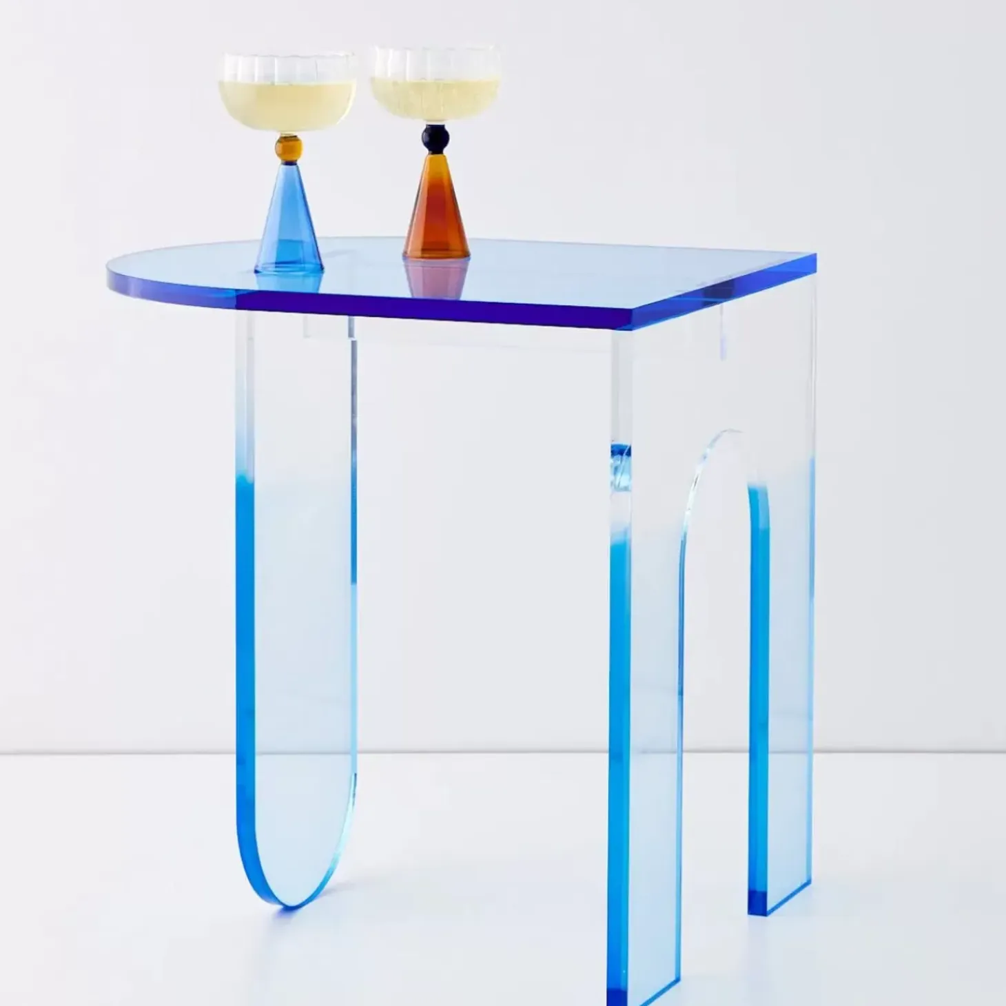 Arched Acrylic Side Table Blue