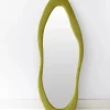 Asymmetrical Wavy Velvet Full Length Mirror Green