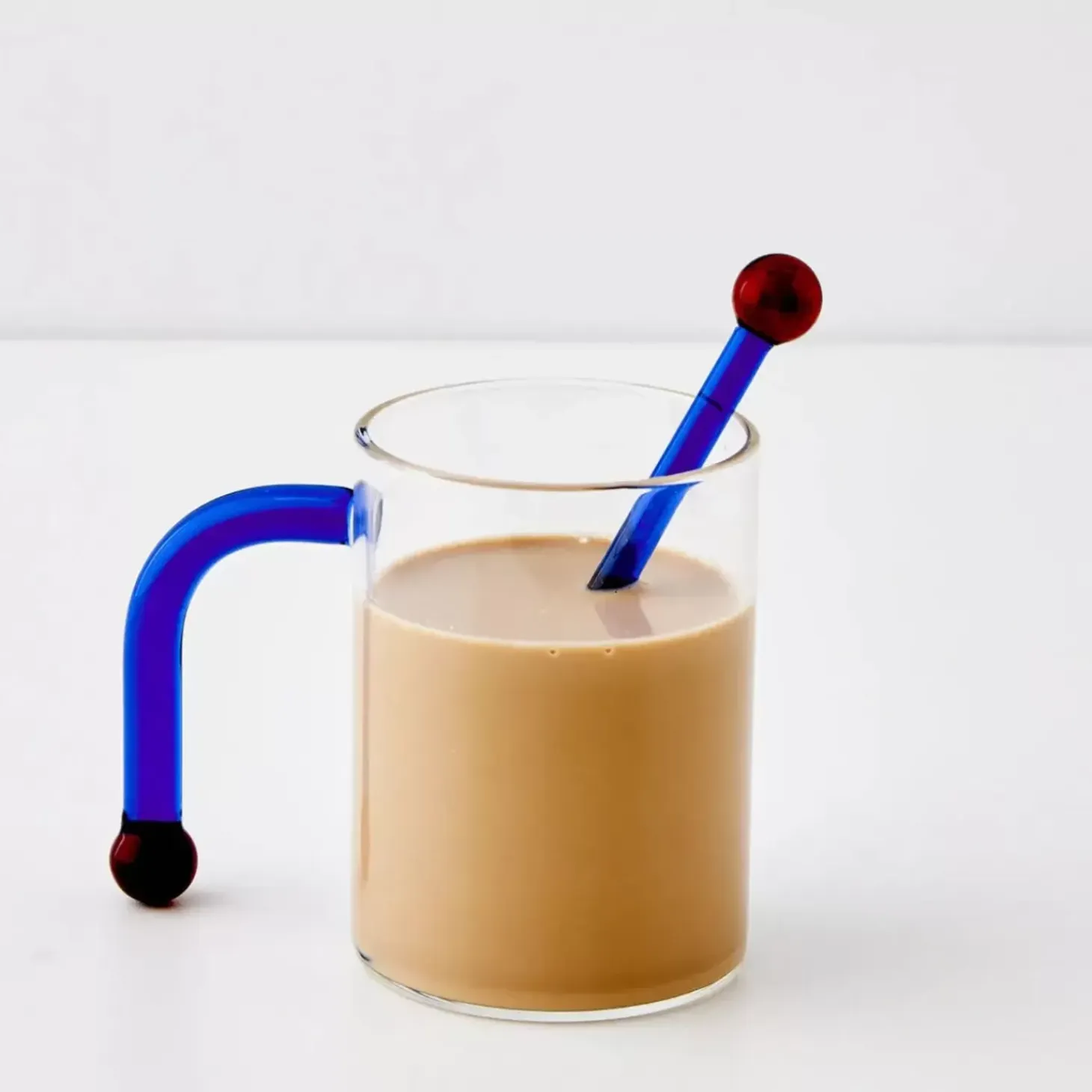 Bauhaus Glass Tumbler & Stirrer Blue