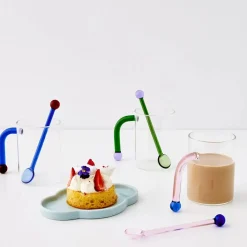 Bauhaus Glass Tumbler & Stirrer Green