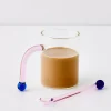 Bauhaus Glass Tumbler & Stirrer Pink