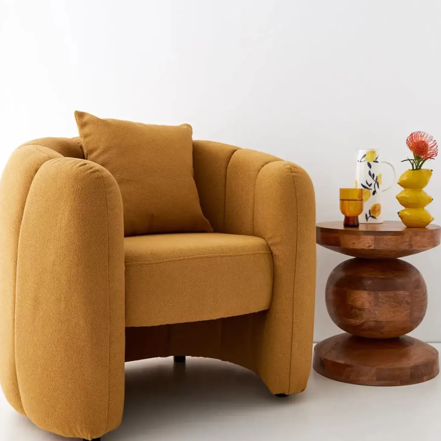 Bloom Boucle Accent Chair Mustard