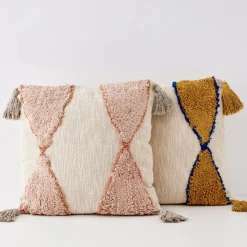 Boho Cotton Cushion With Insert Nude/Beige