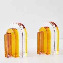 Bow Crystal Bookends Amber Purple