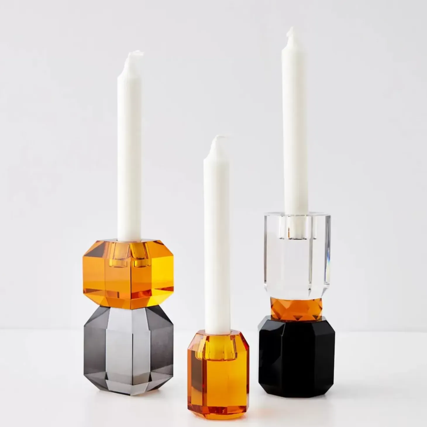 Brilliant Crystal Taper Candle Holder Clear Black
