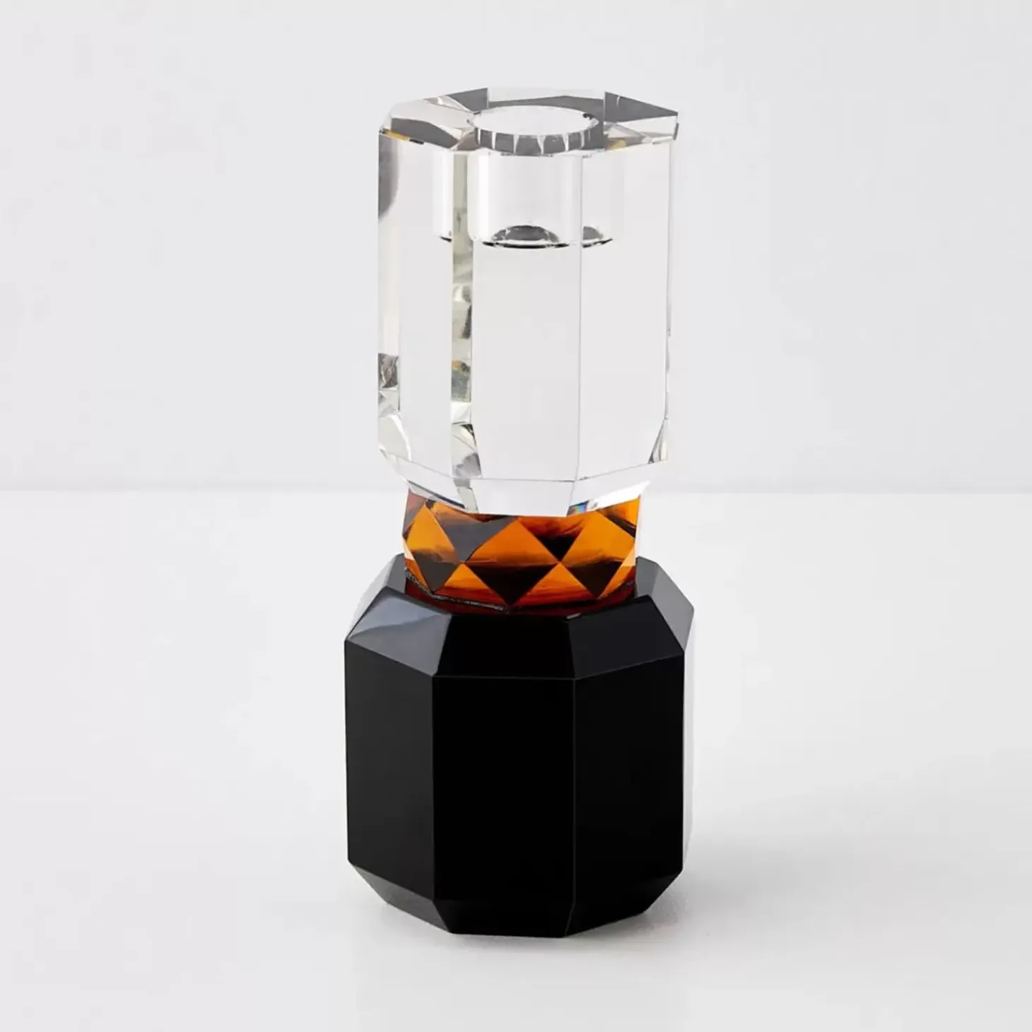Brilliant Crystal Taper Candle Holder Clear Black