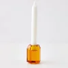 Briolette Crystal Taper Candle Holder Amber