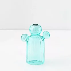 Cactus Medium Coloured Glass Vase Teal
