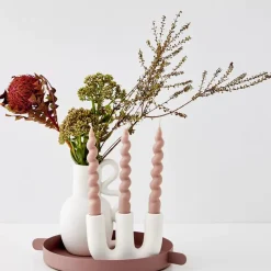 Candelabra Ceramic Taper Candle Holder White