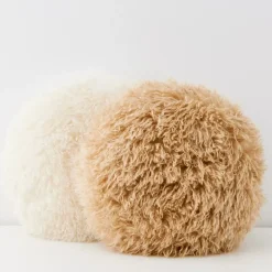 Carmela Faux Fur Circular Accent Cushion Tan