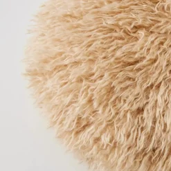 Carmela Faux Fur Circular Accent Cushion Tan