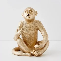 Charlie Chimp Resin Wine Holder Gold