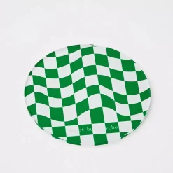 Check Acrylic Coaster Green