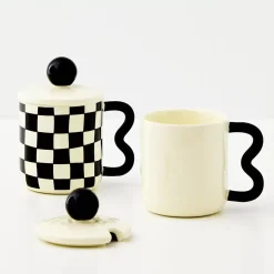 Check Ceramic Mug Black/White