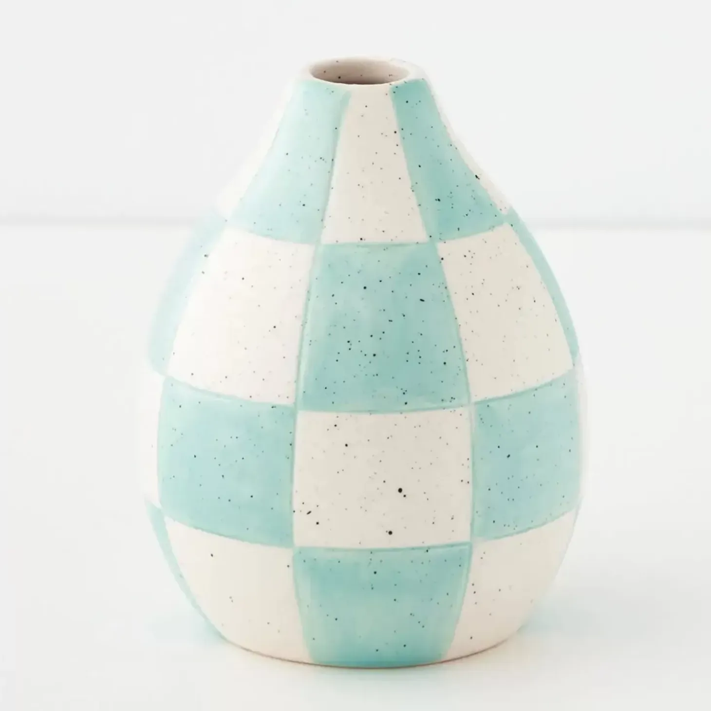 Check Ceramic Vase Blue