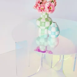 Check Ceramic Vase Blue