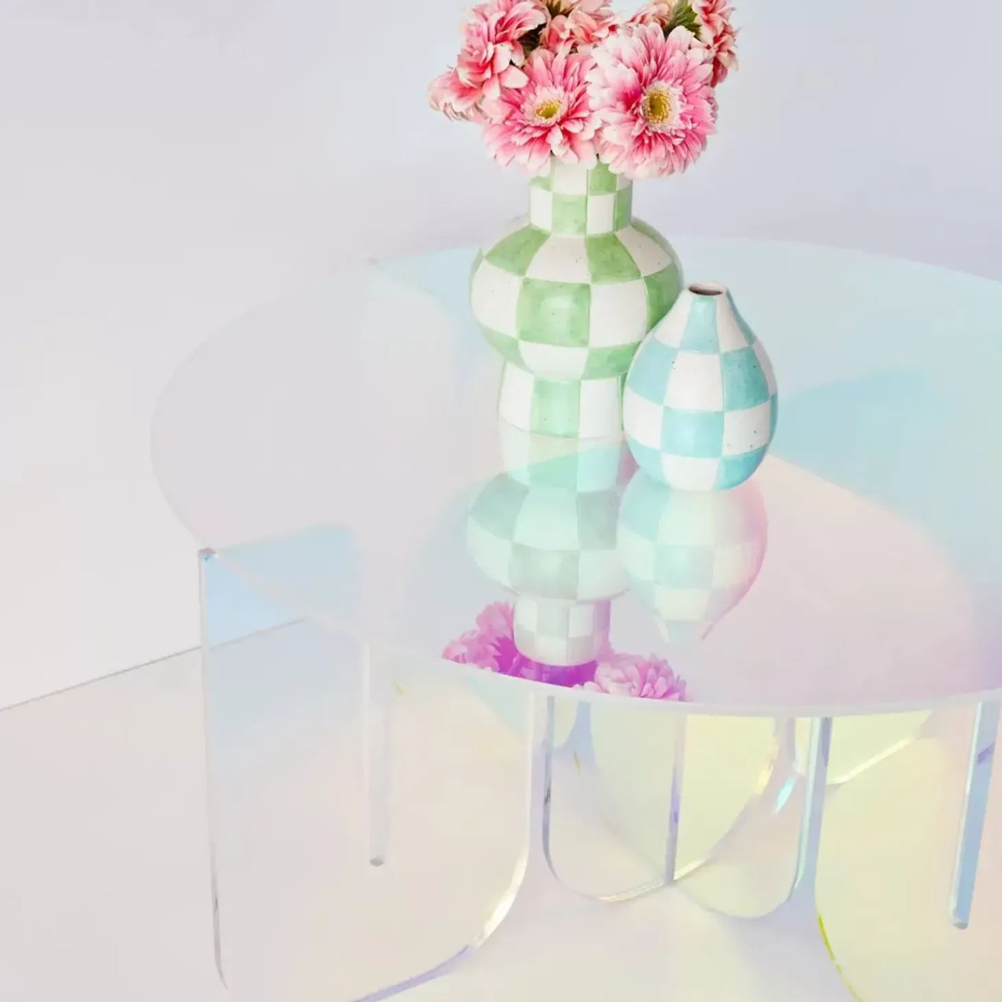 Check Ceramic Vase Blue