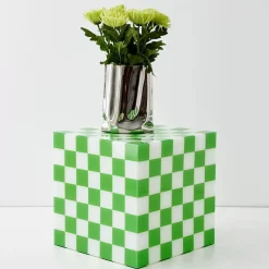 Checkerboard Acrylic Side Table Green