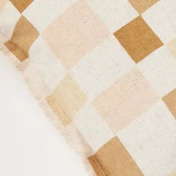 Checkered Fringed Cushion With Insert Beige