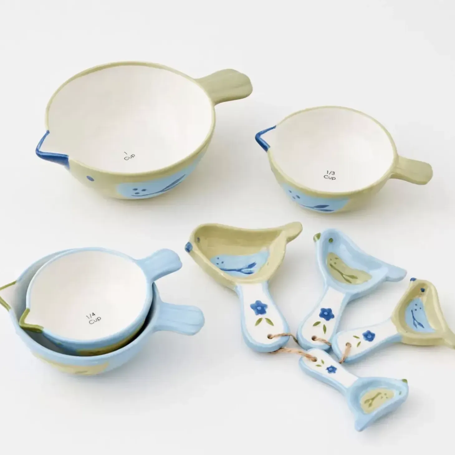 Chickadee Ceramic Measuring Cups