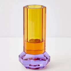 Cushion Crystal Cut Coloured Vase Amber