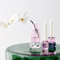Cushion Crystal Cut Coloured Vase Pink