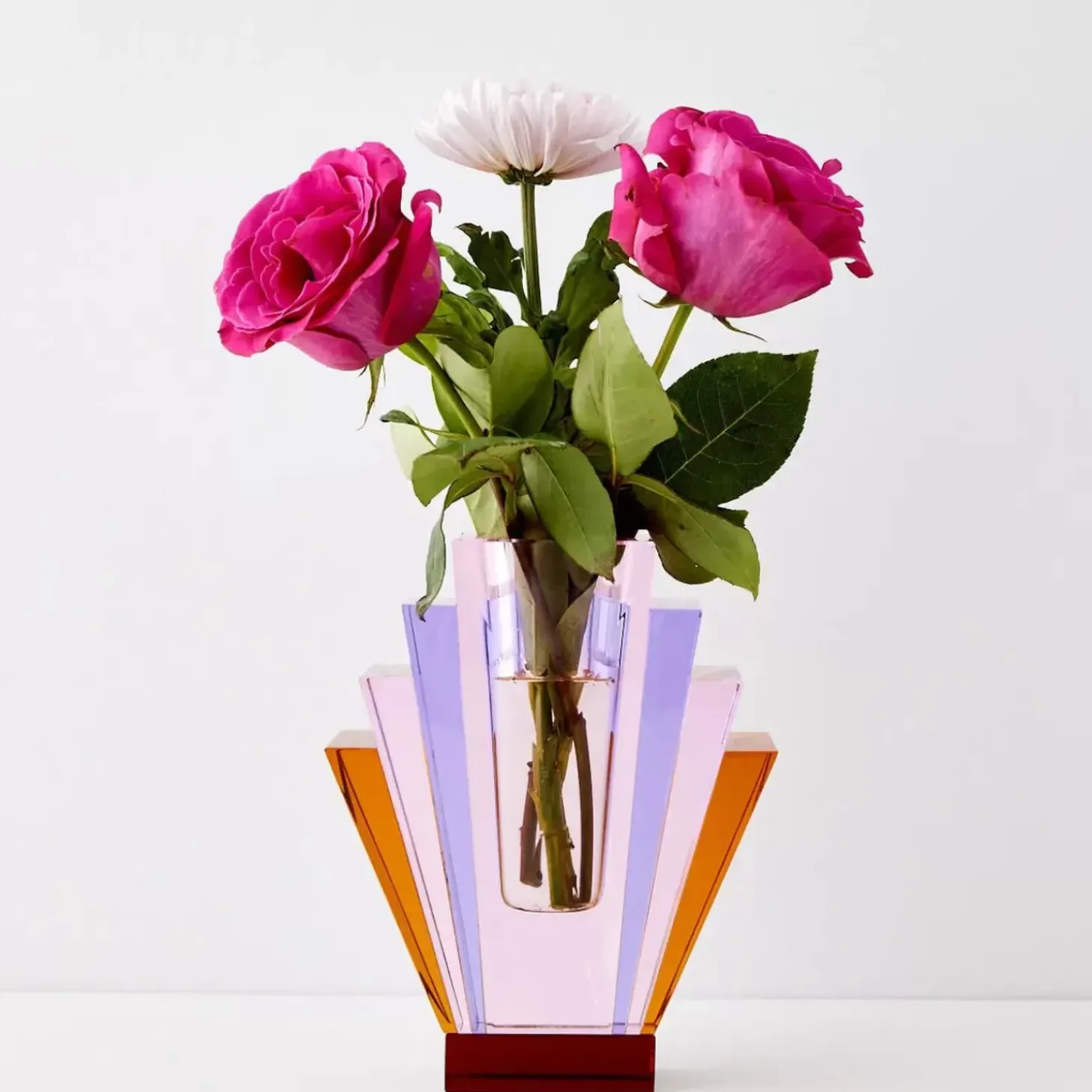 Diamond Deco Crystal Coloured Vase Pink Purple