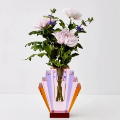 Diamond Deco Crystal Coloured Vase Pink Purple