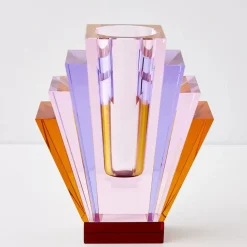 Diamond Deco Crystal Coloured Vase Pink Purple