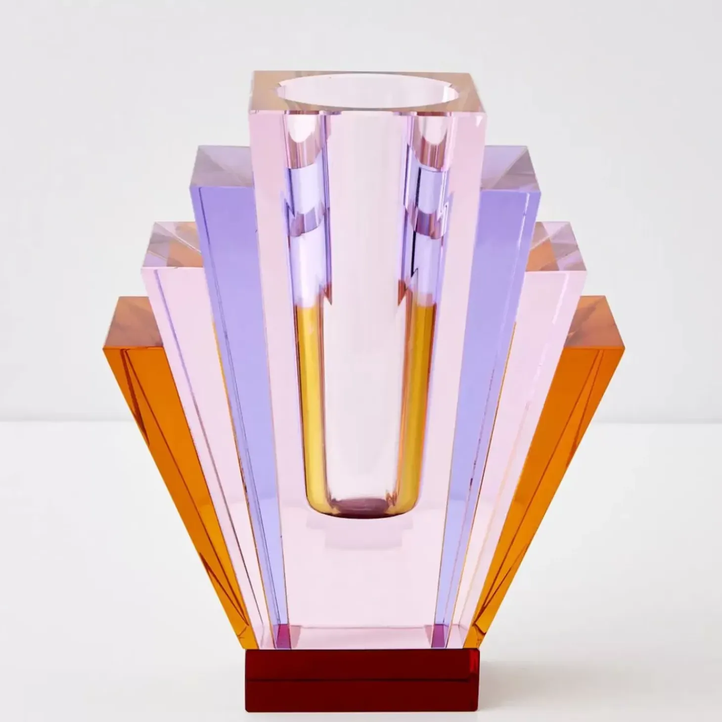 Diamond Deco Crystal Coloured Vase Pink Purple