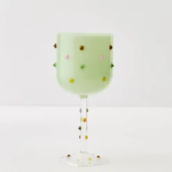 Dotted Wine Glass Green