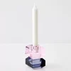 Edgy Crystal Taper Candle Holder Smoke Pink