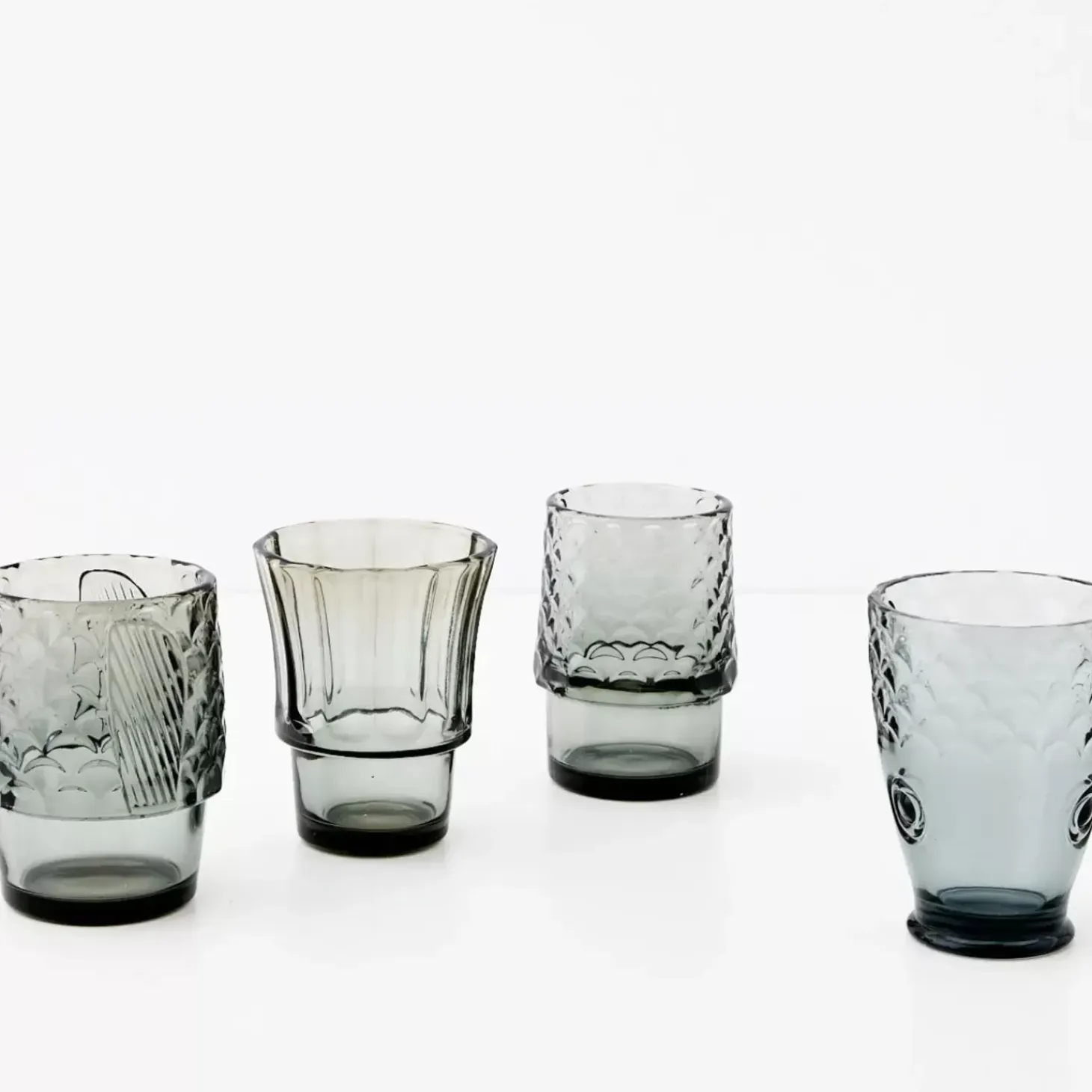 Fish Stackable Glass Set Of 4 Grey