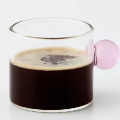 Glass Espresso Coffee Cup Pink