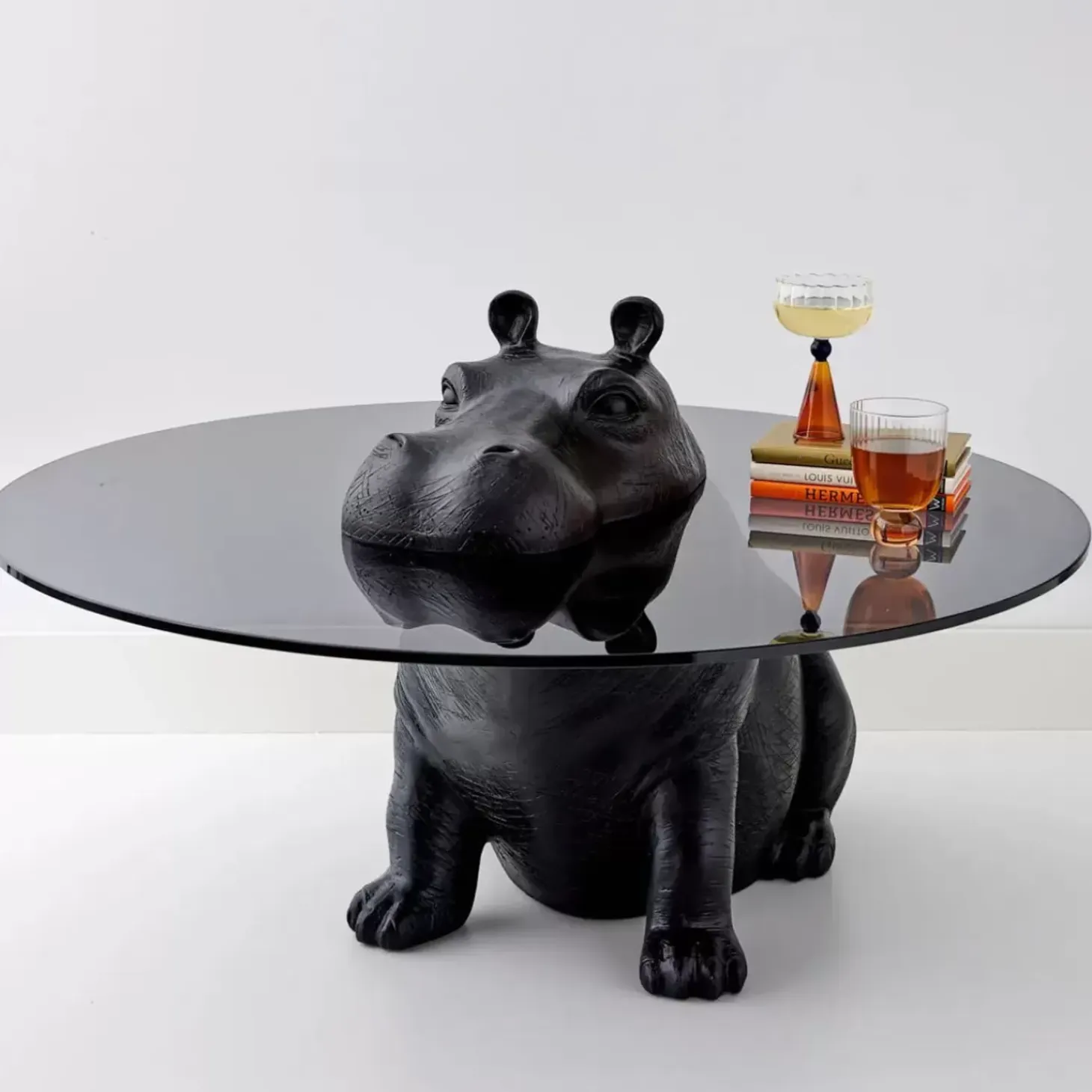 Hippo Glass Coffee Table Black
