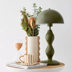 Hourglass Metal Table Lamp Olive