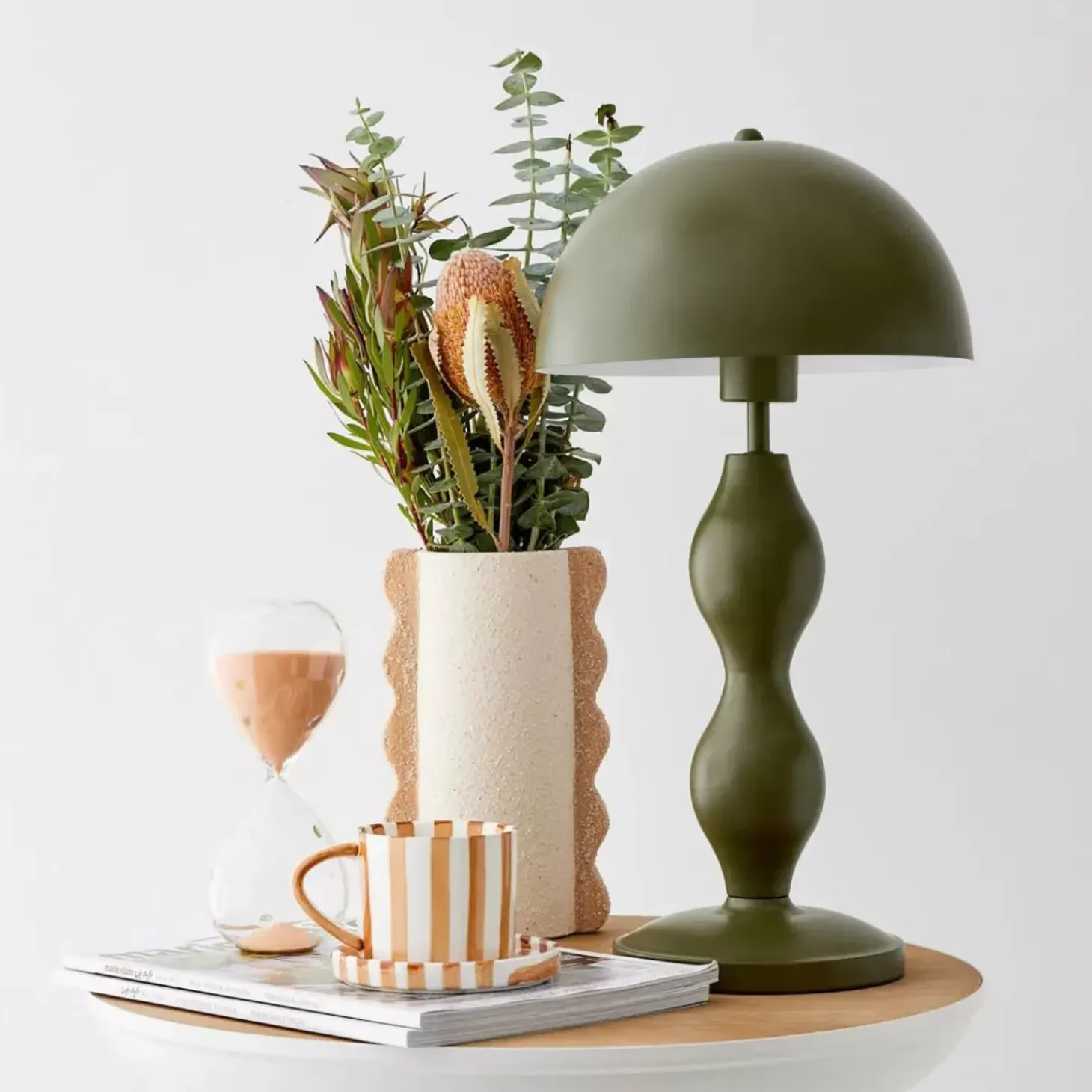 Hourglass Metal Table Lamp Olive