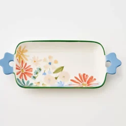 In Bloom Ceramic Serving Tray Blue