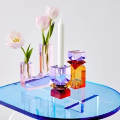 Infinity Crystal Cut Coloured Vase Pink