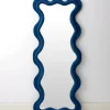 Kinked Wavy Velvet Full Length Mirror Blue