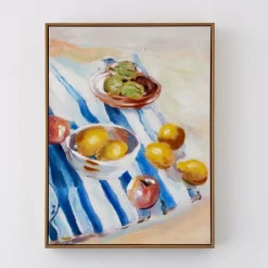 Lemon Picnic Framed Canvas Oil Painting