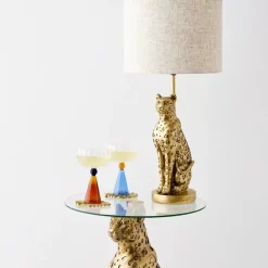 Leon Leopard Resin Table Lamp Gold