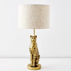 Leon Leopard Resin Table Lamp Gold