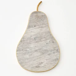 Lux Pear Marble & Brass Charcuterie Board