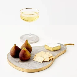 Lux Pear Marble & Brass Charcuterie Board