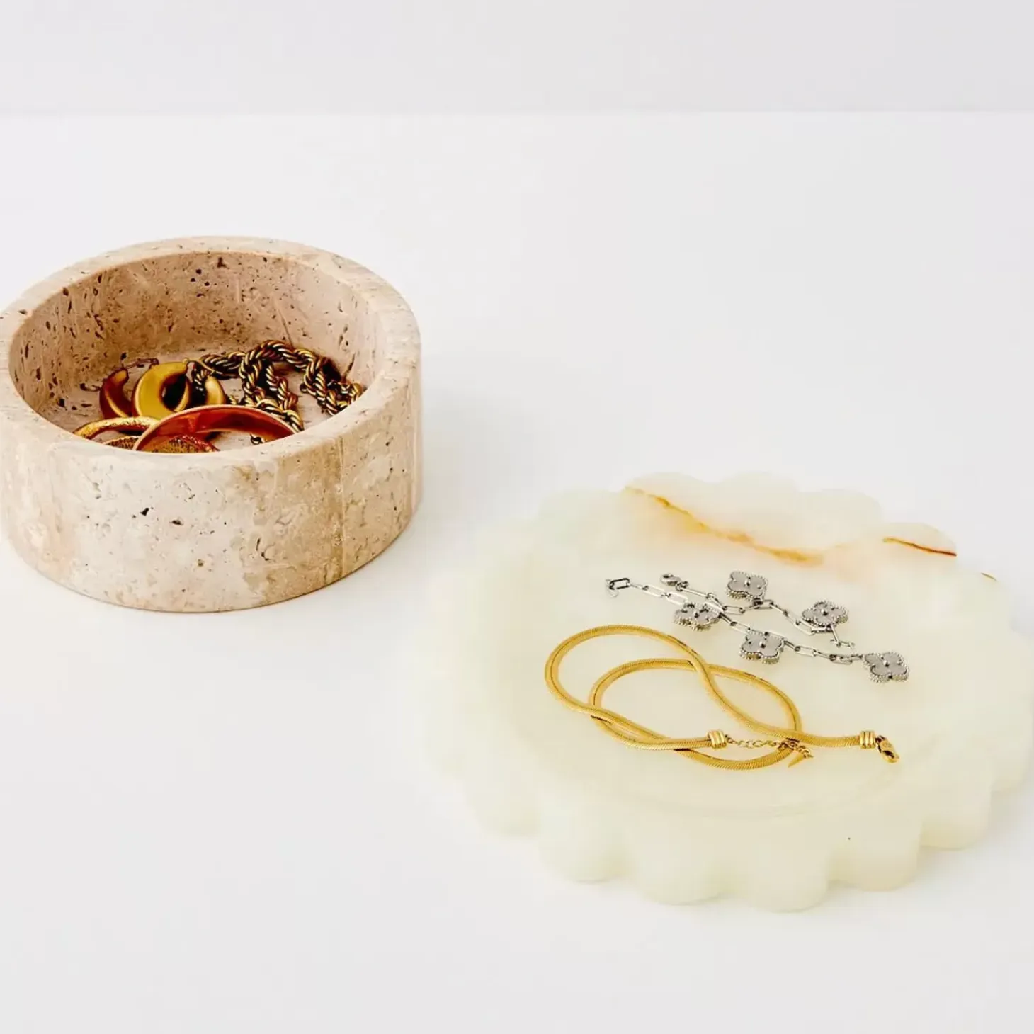 Marble Scallop Decorative Tray Beige