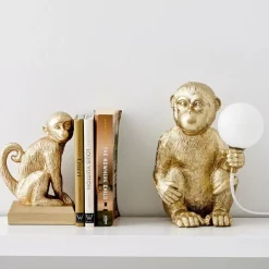 Monkey Resin Bookend Duo Gold