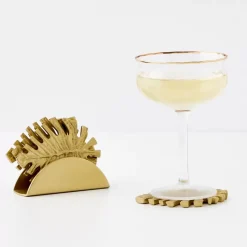 Monstera Metal Coaster Set Gold