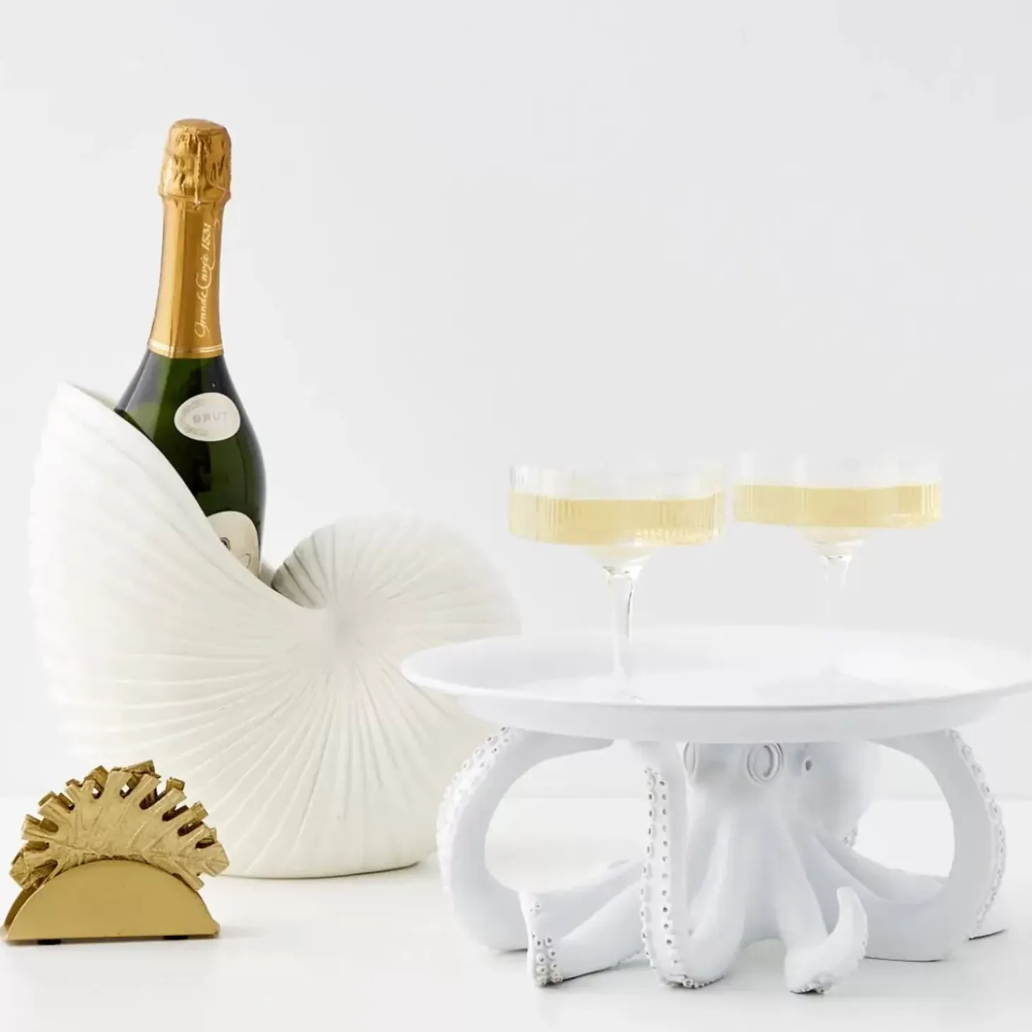 Monstera Metal Coaster Set Gold