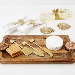 Monstera Metal Coaster Set Gold